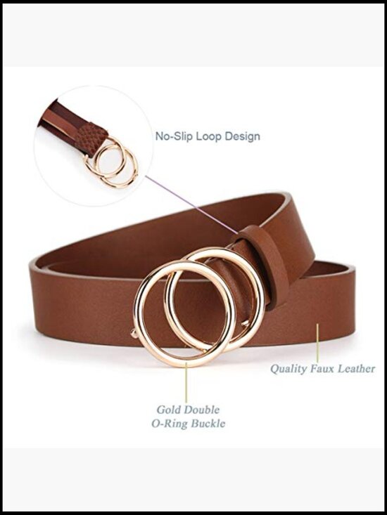 Faux Leather Belts with Double O-Ring Buckle for Jeans main image 5